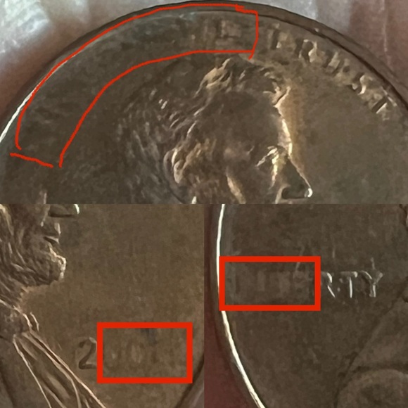 ‼️2000 Lincoln Penny- struck through grease/ missing letters - Picture 1 of 8